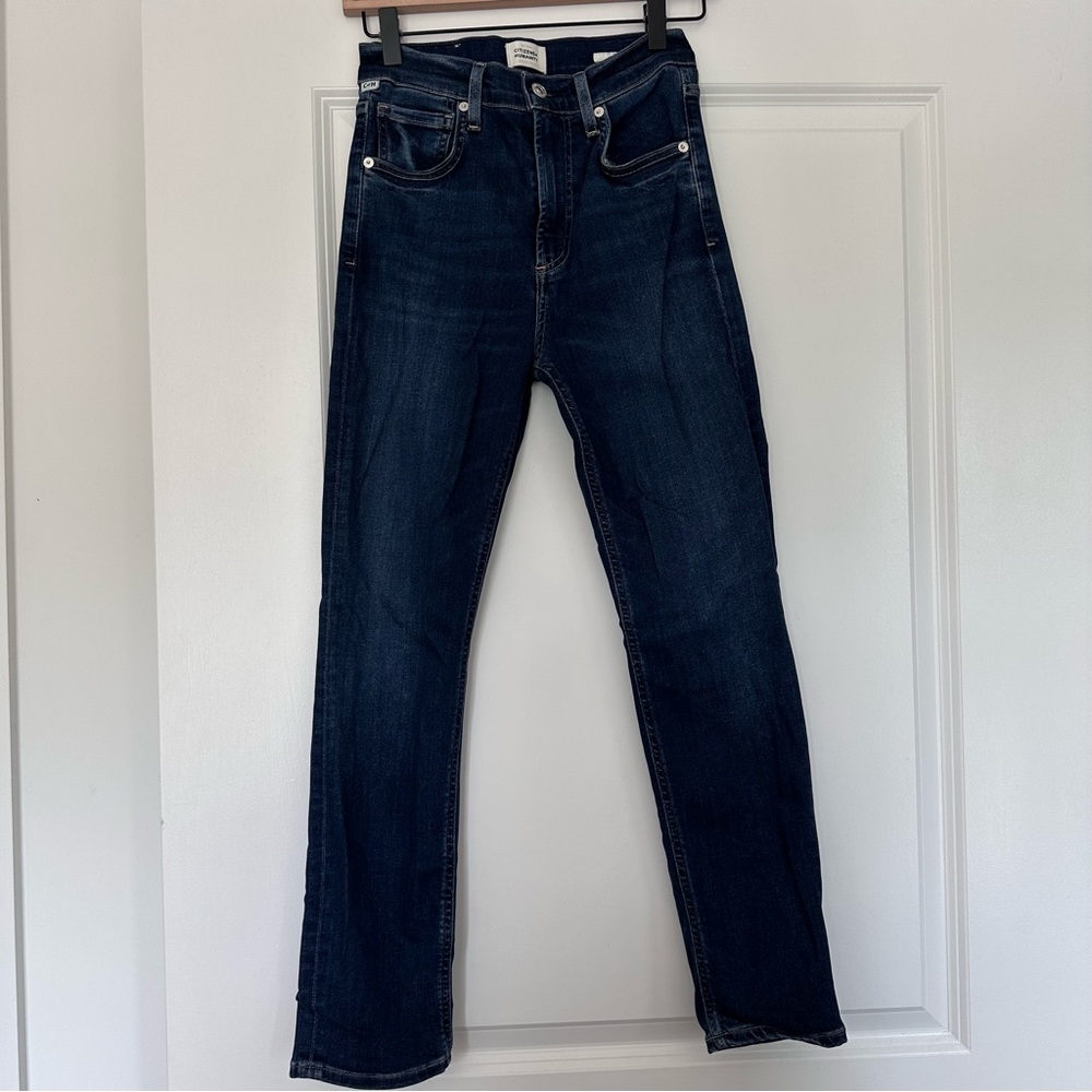 Citizens of Humanity (24) Isola Mid Rise Slim Crop Med/Dark Wash Denim Jeans - Picture 2 of 13